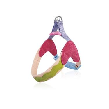 Imagem de Peitoral antipuxão para cães com malha respirável macia, acolchoado, ajustável, à prova de fuga, para caminhadas de treinamento de cães pequenos, médios e grandes (American Beauty, P Peito: 48 cm - 58