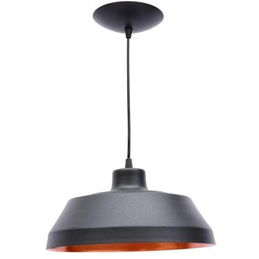 Imagem de 2X Pendente Prato Poptem Bedd Aluminio Preto E Cobre