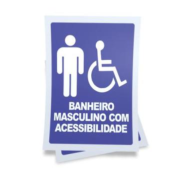 Imagem de Kit 3 Placas sinalização 15x21cm EM PVC PL(93-M) - Tema: Banheiro PCD 