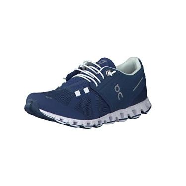 Imagem de on Running Tênis de corrida Cloud Whites para mulheres, Denim/White, 11