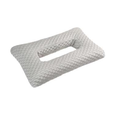 Imagem de ＫＬＫＣＭＳ Travesseiro para piercing de orelha, travesseiro para dormir, usar fones de ouvido, protetor de brincos, lavável para quem dorme de lado, protetores, Cinza