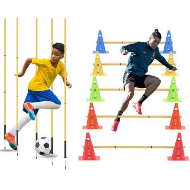 Imagem de Asyxstar Cones de treinamento de futebol de agilidade, cones de agilidade para ambientes internos e externos e festivos, marcadores de campo com 5 bastões ajustáveis de treinamento de agilidade de