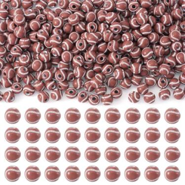 Imagem de Magibeads 300 peças de contas de acrílico de 11 mm marrom coco opaco acrílico gramado bola de tênis contas esportivas a granel para colar faça você mesmo, pulseira, brinco, chaveiro, joias