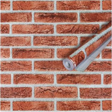 Imagem de Papel de parede de tijolos sintéticos, papel de parede vintage removível, papel de contato temporário para casa de fazenda, lavanderia, quarto, armários de cozinha, decoração de lareira de dia das