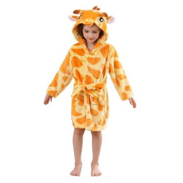 Imagem de Roupão de banho CuteOn Giraffe Flannel para crianças de 11 a 13 anos