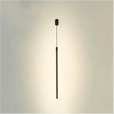 Imagem de WLHAZMWY Candeeiro pendente contemporâneo minimalista luz pendente preta tira longa lâmpada suspensa luminárias de metal nórdico (60 cm vertical)
