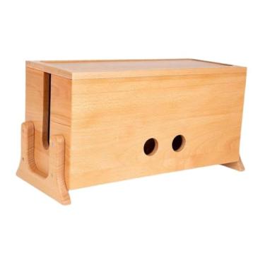 Imagem de Bothyi Caixa de gerenciamento de cabos de madeira, armazenamento de mesa, retangular, com tampa, recipiente, organizador de cabos para filtro de linha,
