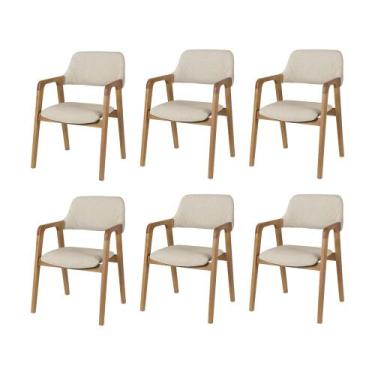 Imagem de Kit 6 Cadeiras de Jantar Ruth Estrutura em Madeira Maciça Estilo Retrô
