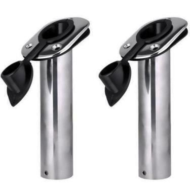 Imagem de Kit 2 Porta Caniço Inox Reforçado Inclinado Tampa Em Nylon