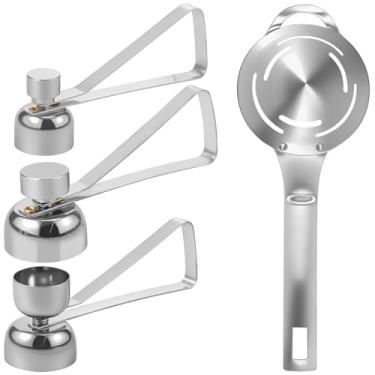 Imagem de 4 peças, separador de topo de ovo de aço inoxidável, abridor de casca de ovo, portátil, cortador fervido com separador, pode ser lavado na lava-louças, para cozido duro cru (prata, 4)