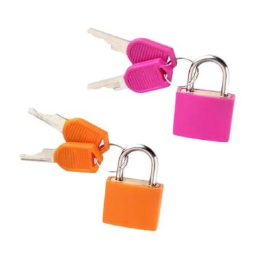 Imagem de VIPERMARK 2 cadeados de mala com chaves, cadeados pequenos, cadeados de bagagem, cadeados com mala de viagem ao ar livre, mala, bagagem, escola, academia, armários, bolsa para laptop (rosa vermelha +