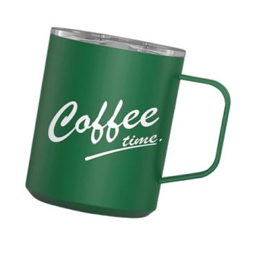 Imagem de simhoa Caneca térmica para café com alça, para acampamento e viagem, para escritório, Verde