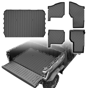 Imagem de Tapetes de chão para Ranger Crew XP 1000 2018-2024: DISUTOGO Forros de piso para todos os climas Tapete de cama de carga compatível com Polaris Ranger Crew XP 1000 1ª e 2ª fileiras e porta-malas