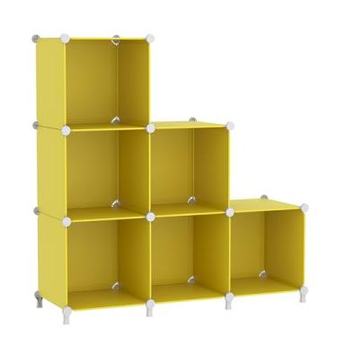 Imagem de AWTATOS Organizador de armazenamento de cubos, prateleiras de cubos de armazenamento, organizadores e armazenamento de 6 cubos, estante empilhável DIY, prateleira organizadora de roupas de plástico