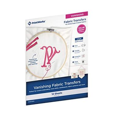 Imagem de Printworks Transferências de bordado Vanishing, para tecidos brancos/de cor clara, 12 folhas, jato de tinta, 21 x 28 cm (00524)