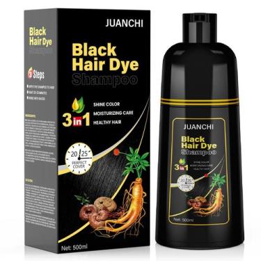Imagem de Shampoo de tintura de cabelo preta JUANCHI 3 em 1 com cobertura cinza 