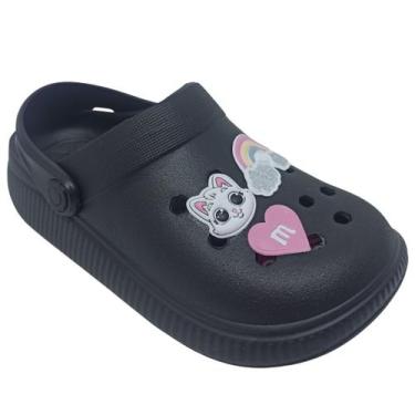 Imagem de Sandália Molekinha Infantil Menina EVA/PVC com Bottons Fixos, Preto, 3