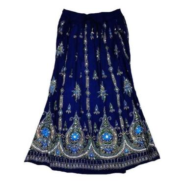 Imagem de Saia Indiana Cigana de Lantejoula - Azul Escuro GG - Neha, P, Azul esc