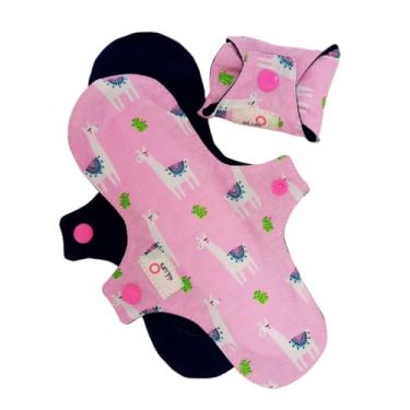 Imagem de de Luni, Kit 3 Absorventes Reutilizáveis de Pano Ecológicos Não Vaza 100% Algodão Seguros Não Vazam 3 Grandes