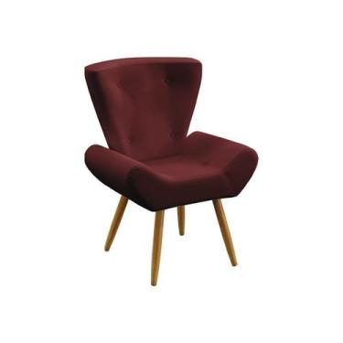Imagem de Poltrona Decorativa Estofada Para Sala De Estar Polaris Sued Bordô Ara