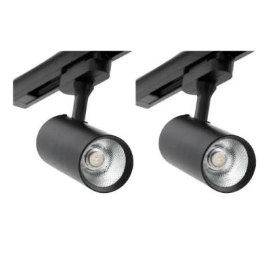 Imagem de Kit 2 Spots Para Trilho 10w 3000K Preto 2 em 1 Embu Led