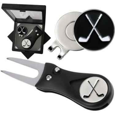 Imagem de Adhere Marcadores de bola de golfe com logotipo personalizado esmaltado com clipes magnéticos fortes para chapéus, presentes de golfe premium para golfistas (marcadores de bola de taco de golfe e