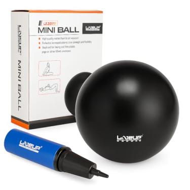 Imagem de Mini Bola de Pilates, 25cm de Diâmetro, com Bomba de Ar de Dupla Ação, Preto