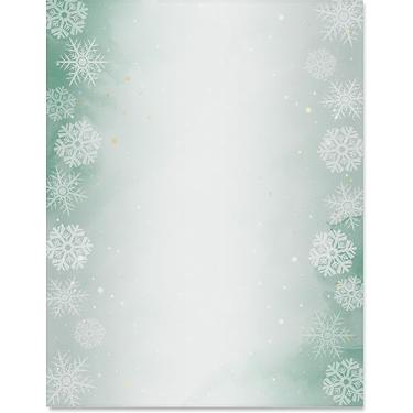Imagem de PaperDirect Papel fosco de floco de neve elegante, tema de Natal, inverno, papelaria, papel de borda, papel timbrado 21 x 25 folhas, papel de escrita premium elegante, papel decorativo para impressora