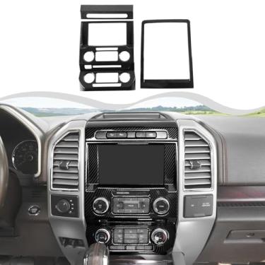 Imagem de HTHE Kit de acabamento interno de 3 peças adequado para F150 2015-2020, painel de navegação de controle central/interruptor de controle de luz de emergência/moldura decorativa de compartimento de