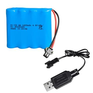 Imagem de Bateria Ni-CD recarregável AA X 4 500mAh 4,8V SM-2P Plug para equipamentos de iluminação de aparelhos elétricos domésticos de brinquedo RC com cabo USB de carregamento
