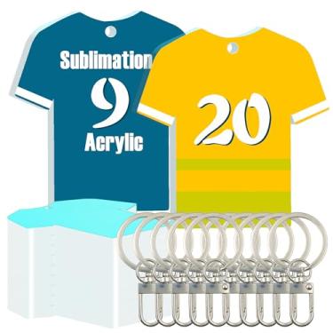 Imagem de Chaveiros de sublimação em branco, chaveiros de sublimação acrílica a granel em branco, chaveiros de sublimação em forma de camiseta para artesanato de chaveiro DIY (20)