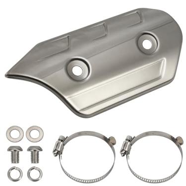 Imagem de Escudo térmico de exaustão de motocicleta - Silenciador universal de aço inoxidável, protetor de proteção térmica, capa curvada, isolamento de fibra de carbono com 2 braçadeiras para ciclomotor Pit