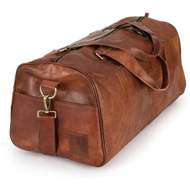 Imagem de Bolsa de Viagem Masculina Vintage Clássica de Couro 45L, Conhaque, BERLINER BAGS, Marrom