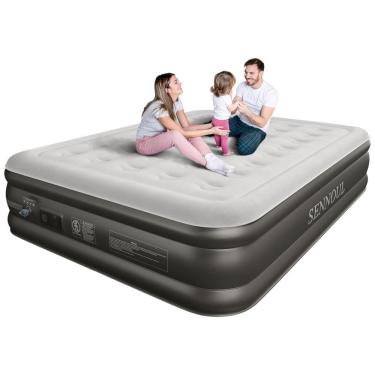 Imagem de Colchão de Ar Queen com Bomba Interna Aprimorada - Infla e esvazia em 2 Min, Suporte 295kg, Super Confortável e Resistente a Perfurações