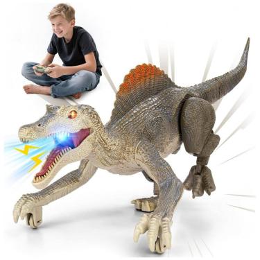 Imagem de Brinquedo de dinossauro, Dinosaurio Realista de Controle Remoto para Crianças, 35 cm, 2.4GHz, Andar, Recarregável, Olhos 3D Realistas