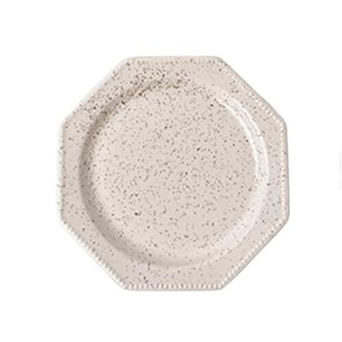Imagem de Prato de serviço prato octogonal com padrão de pérola prato de sobremesa branco prato de sobremesa casa restaurante cozinha prato de jantar cor sólida prato de cerâmica pratos de jantar vintage (cor