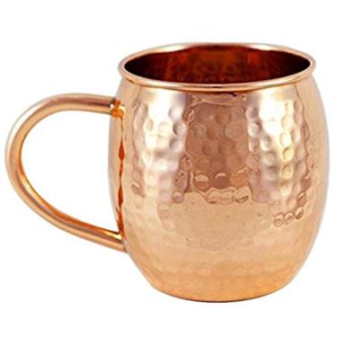 Imagem de Purpledip Caneca de cobre: Copo martelado com design de barril (11625)