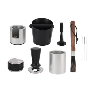 Imagem de Generic Kit de Acessórios de café, Vários Slots Multiuso Fácil de Limpar Ferramentas de Fabricação de café para Máquina de (Preto + Prata)