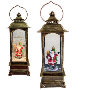 Imagem de Luminaria Natal Natalino Globo de Neve Musical Lamparina Papai Noel Arvore Presente Decoraçao Festa Fim de Ano Enfeite Mesa Estante Trabalho Evento