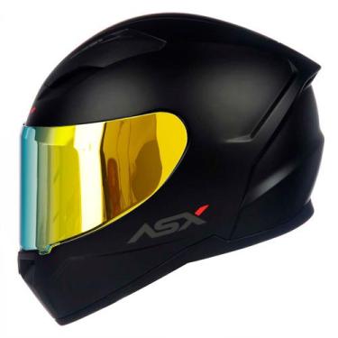Imagem de Capacete Fechado ASX City Solid Preto Fosco com Viseira Colorida Doura