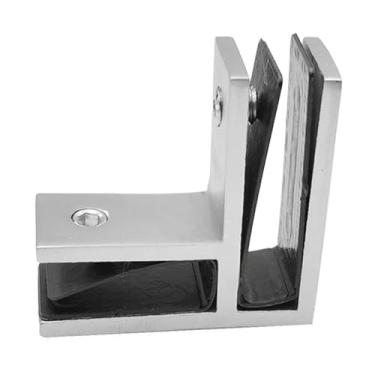 Imagem de Ｂｅｓｇａ Suporte de prateleira de vidro com braçadeira de vidro de aço inoxidável para montagem na parede para entrada do quarto, Prata, 90 Graus