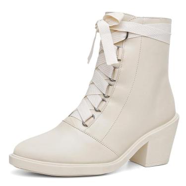 Imagem de Bota Feminina Cano Baixo Bico Fino Cadarços Dia a Dia Casual