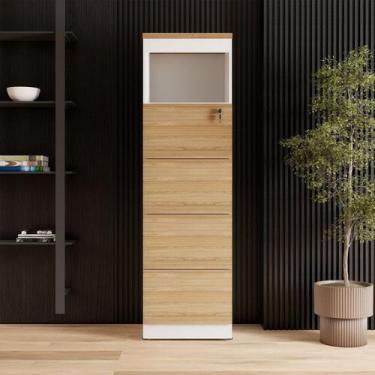 Imagem de Armário de Escritório 160cm Arquivo 4 Gavetas Puxador Cava Corporate -