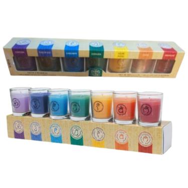 Imagem de Conjunto de velas de 7 chakras em copos de vidro