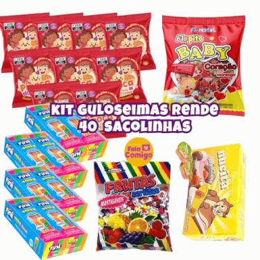 Imagem de Kit 5 Guloseimas Rende 12/20/30/40/50/100 Sacolinhas Aniversário Infantil Pipoquinha Bala Fini Nucita (Rende 40 sacolinhas)