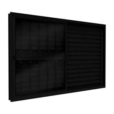 Imagem de Janela Veneziana de Aluminio de Correr Lateral com Grade 100x120cm Lucasa Ideale Preto