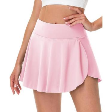Imagem de Saia de tênis MAGCOMSEN Saia rosa clara com shorts para mulheres