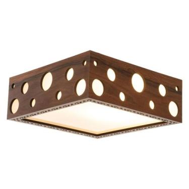 Imagem de Luminária Decorativa Madeira Plafon Mariscal Quad 20cm - CREATUS, Pau 