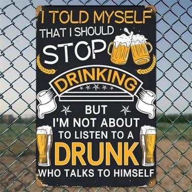 Imagem de Canecas de cerveja Clinking A Toast humor autodepreciativo arte de parede de alumínio rústico e placa de metal - 20 x 30 cm vintage decoração interna e externa para casa, escritório, café, quintal e