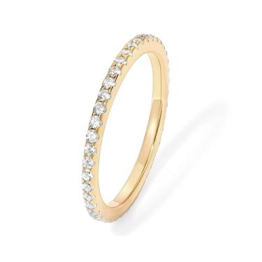 Imagem de Anel empilhável banhado a ouro 14K - elegantes pulseiras eternidade com diamantes simulados de zircônia cúbica, perfeitos para mulheres que amam brilho e versatilidade, Titânio, Sem pedra preciosa